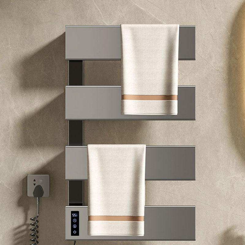 towel bar Gun ash space aluminum electric towel rack bathroom intelligent constant temperature timed drying towel bar