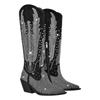 Fashion Handmade Hot Rhinestone Retro Western Cowboy Boots European American Women Performance Runway Fashion Thick Heel Knee High Boots