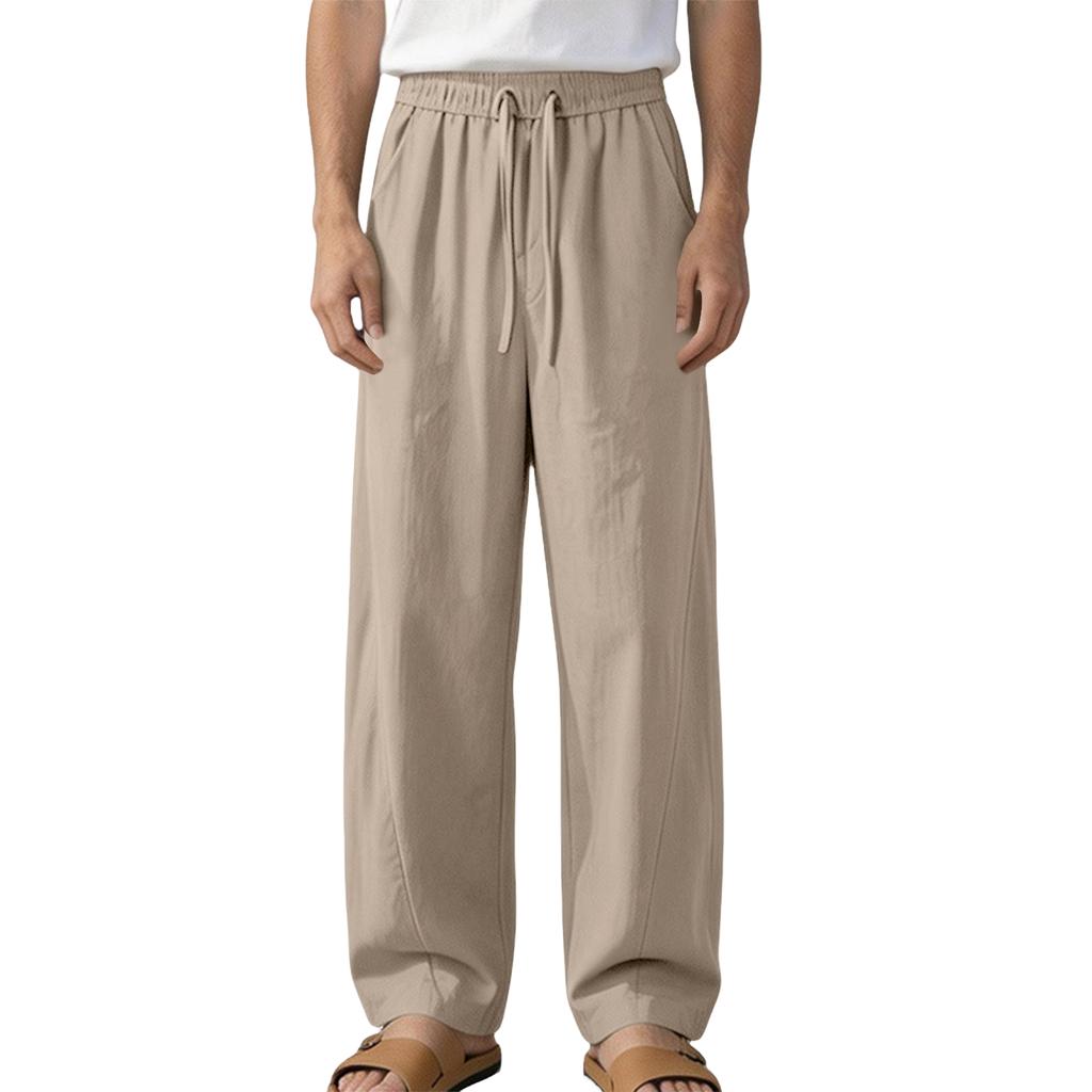 Men's Casual Wide Leg Pants, Loose Fit, Straight Leg, Color