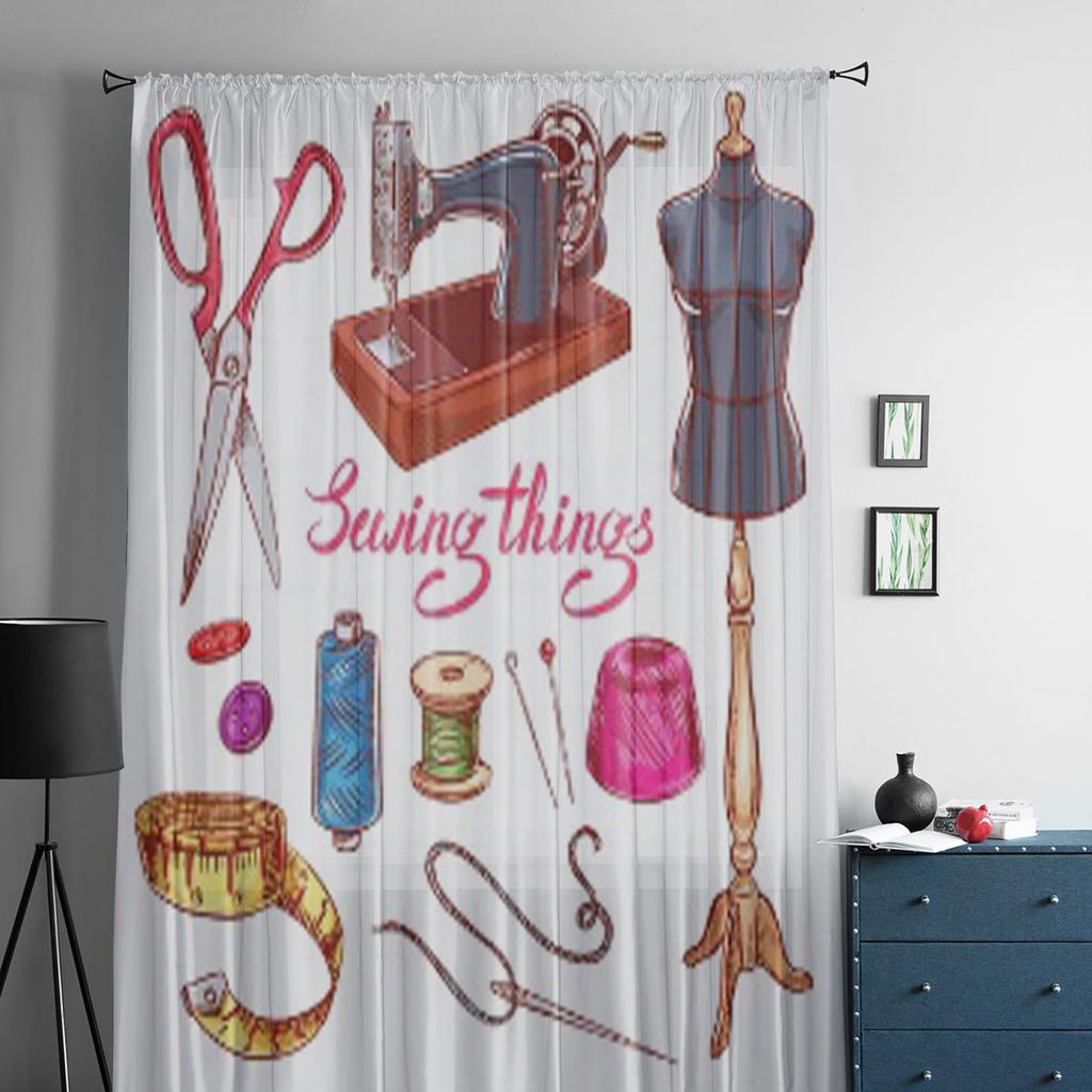 Zestaw ze szkicowym sprzętem krawieckim Szyfonowe Przezroczyste Zasłony do Dekoracji Salonu Sypialni Okienne Woale Tiulowa Zasłona