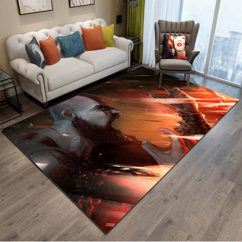 15 Sizes Kratos God-of-War Gamer Area Rug Large,Carpet for Living Room Bedroom Sofa Doormat Decor,Kids Play Non-slip Floor Mat