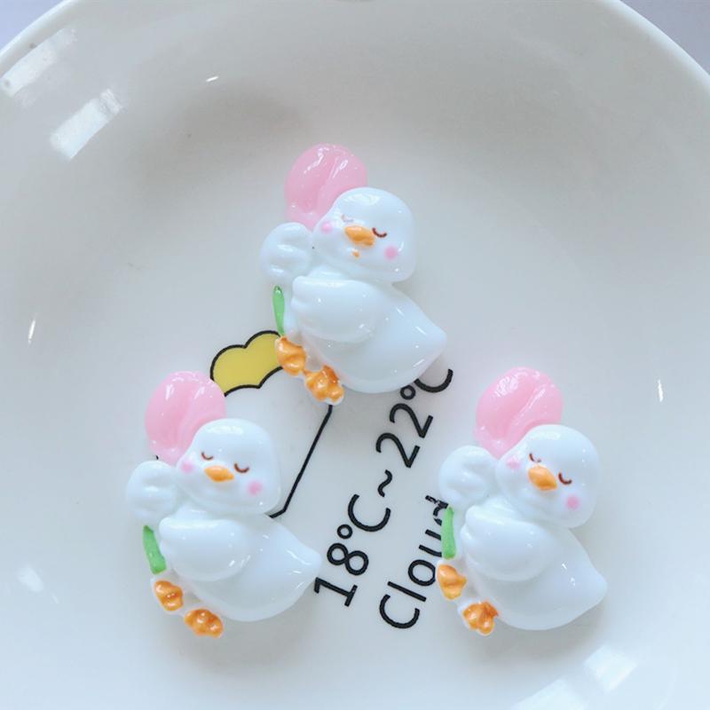 10Pcs New Cute Resin Mixed Little Swan Duck Series Flat Back Fit Phone Deco Parts Embellishments For Hair Bows Accessories