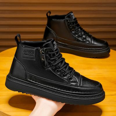 Autumn Classic High-top Leather Shoes Large Size Men's Trendy Shoes Board Shoes Fashion Martin Boots British Casual Men's Shoes