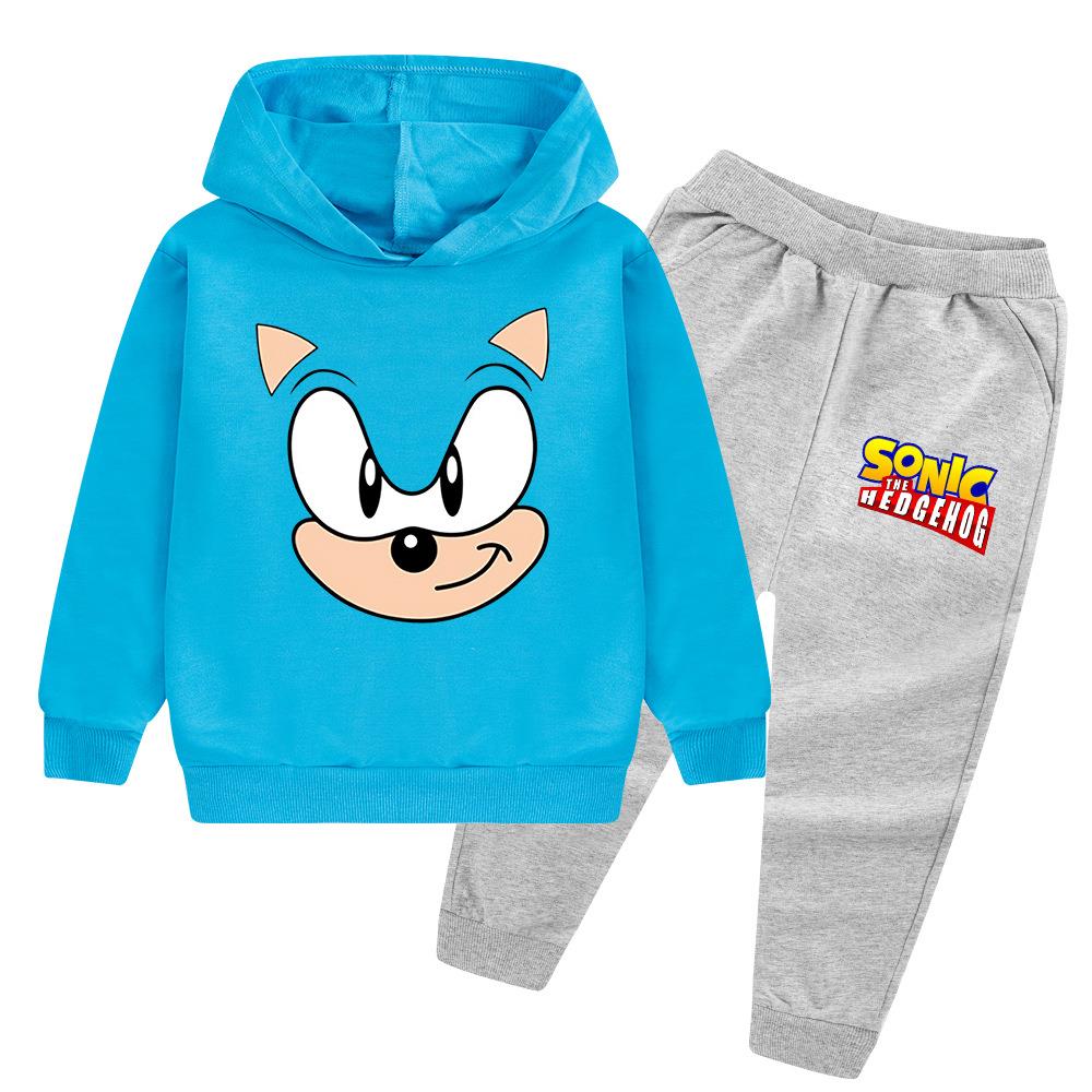 New Sonic Children's Clothing Set Long Sleeve Hoodie And Pants Spring Autumn Male Primary School Students Cotton Polyester Blend