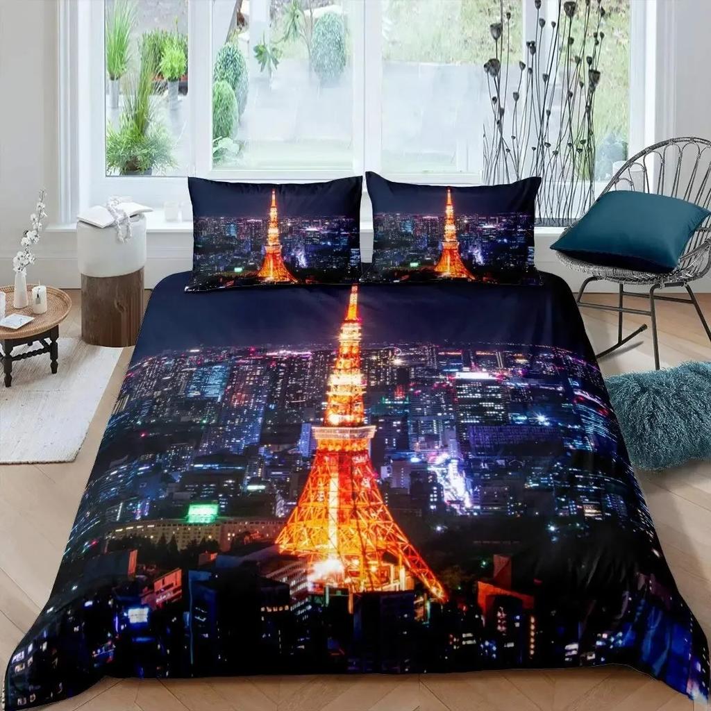Tokyo Capital of Japan Beding Set For Bedrom Soft Modern Bedspreads Comefortable Children Kids Soft Duvet Cover Comfortable Quilt Cover And Pilowcase