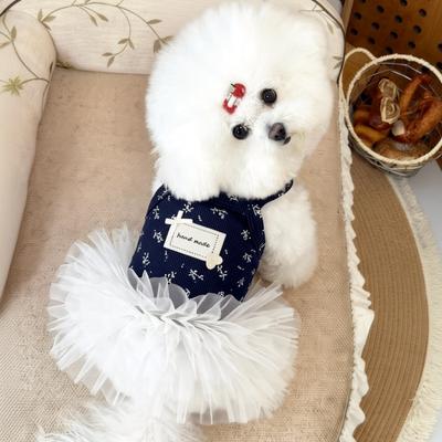 Summer Dog Clothing - Pet Teddy Bear Outfit with Floral Halter Dress That Is Breathable and Princess-style