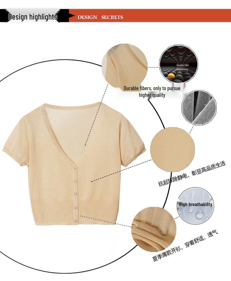 2023 Spring/Summer Women's Ice Silk Knitwear: Lightweight Sun Protection Cardigan