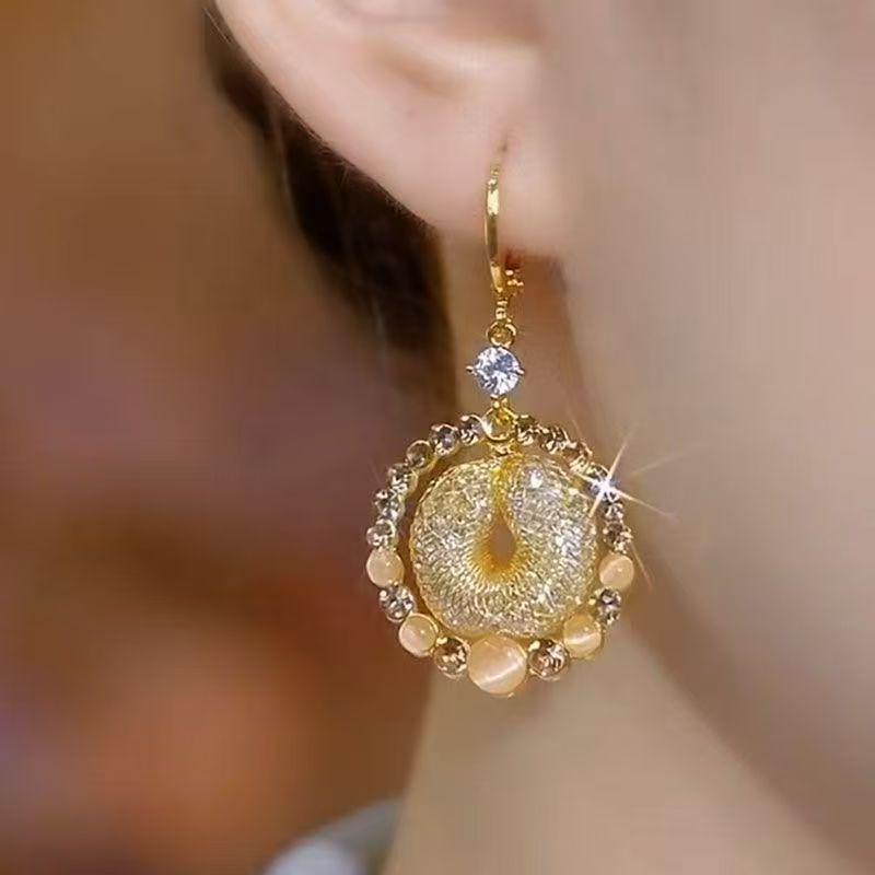 

Элегантные серьги-каффы с двойным кругом из стразов и кошачьим глазом - Женские роскошные серьги 4705453