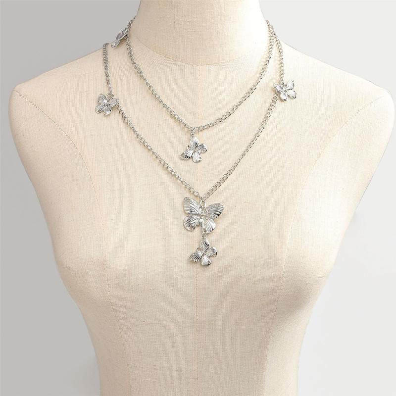 Elegant Butterfly Fringe Pendant Waist Belt Adjustable Metal Chain For Women Fashion Accessory