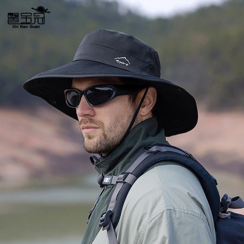 Summer breathable sun hat men's outdoor fishing mountaineering sun protection hat ice silk eaves UV protection bucket hat