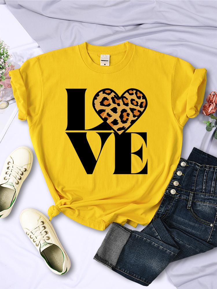 Vintage Leopard Love Forever Women T Shirt Fashion Casual Short Sleeve Hip Hop Cool Clothes Breathable Oversize Tshirt Female