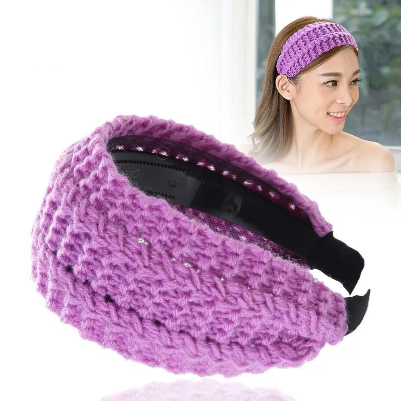 Gestricktes Wollstirnband Altersreduzierendes Haarband Breite Kante Gezahnt Gesichtswaschen Haarspangen Haarschmuck für Frauen Diademe