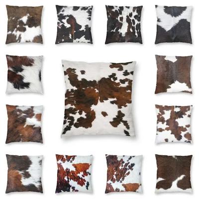 Față de pernă decorativă cu textură modernă de piele de vacă din blană artificială, model piele de animal, piele, husă de pernă, pernă decorativă imprimată
