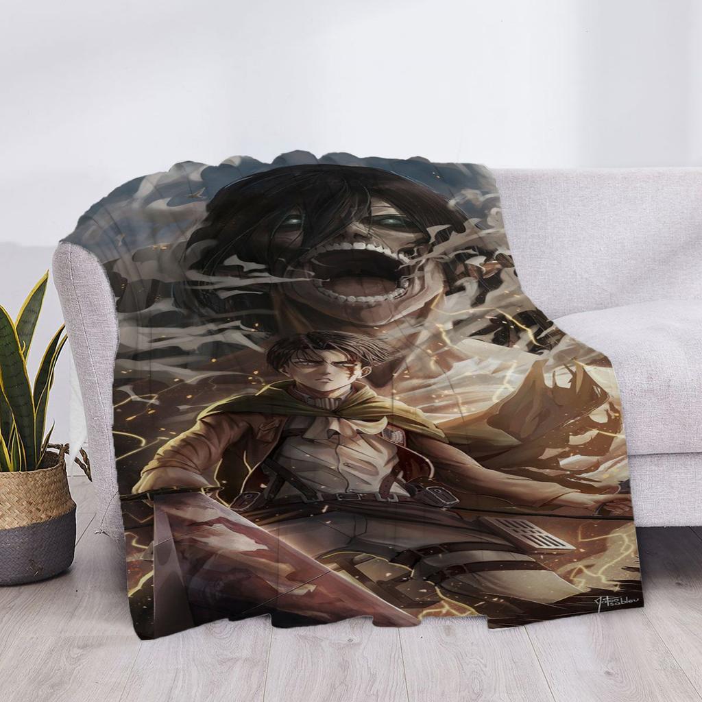 Blanket Attack on Titan Fluffy Soft Blankets & Throws Luxury Cover Plaid Throw Sofa Knee Microfiber H Anime Child Cute Home
