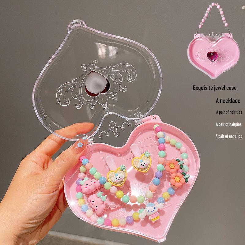 Coffret Cadeau Bijoux de Princesse pour Filles: Collier, Bracelet, Bague, Pince et Attache Cheveux