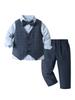 Completo Festa di Compleanno per Bambino Maschio Primavera/Autunno 2025: Set Camicia a Maniche Lunghe, Gilet e Pantaloni