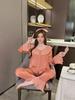 1011 New Ice Silk Pajamas Women's Long Sleeves Spring and Autumn Sweet Swing Sleeves Lotus Leaf Loungewear