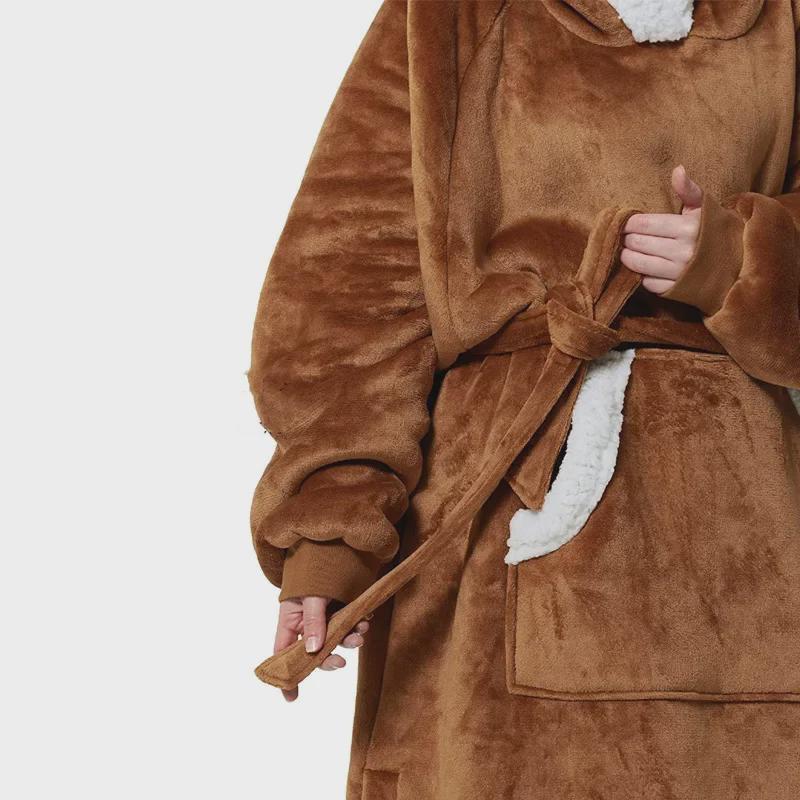 Cozy Hooded TV Blanket: Warm Fleece Pajamas & Robe for Autumn/Winter