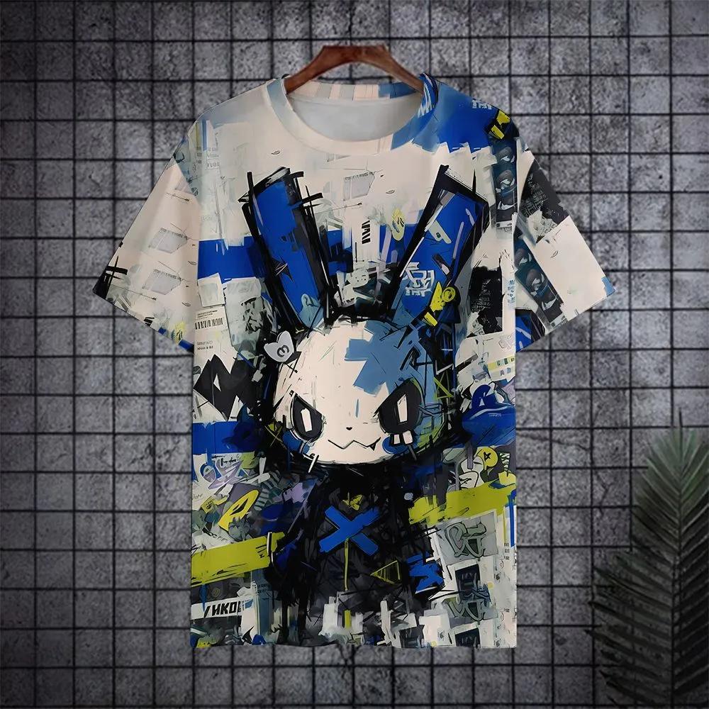 Sommer Herren Freizeit Mode Kreativ Lässig Täglich T-Shirt Locker Lässig T-Shirt 3D Digital Farbe Gedrucktes T-Shirt