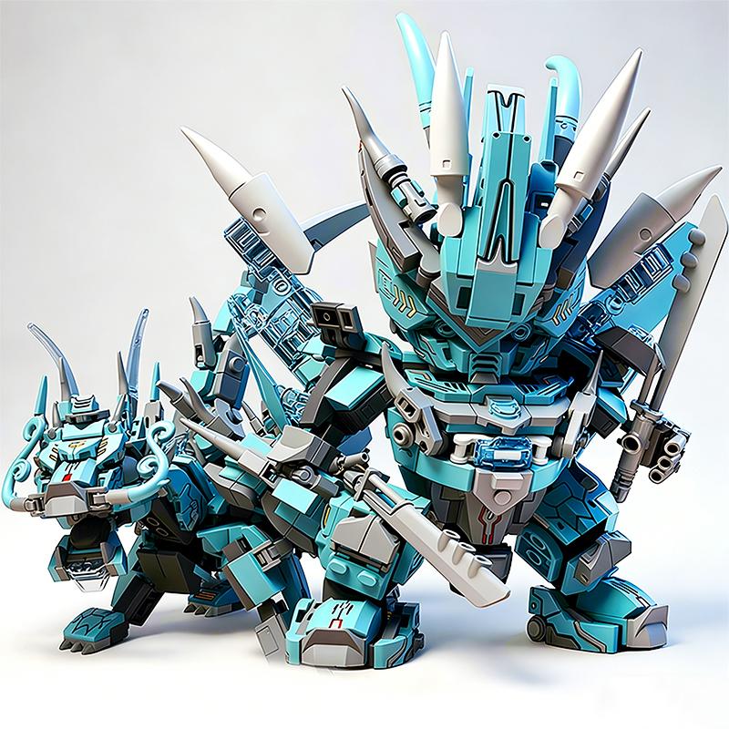 2in1 Azure Dragon Mecha Building Blocks Transformable Robot Building Blocks Animal Building Blocks DIY Children Toy Holiday Gift