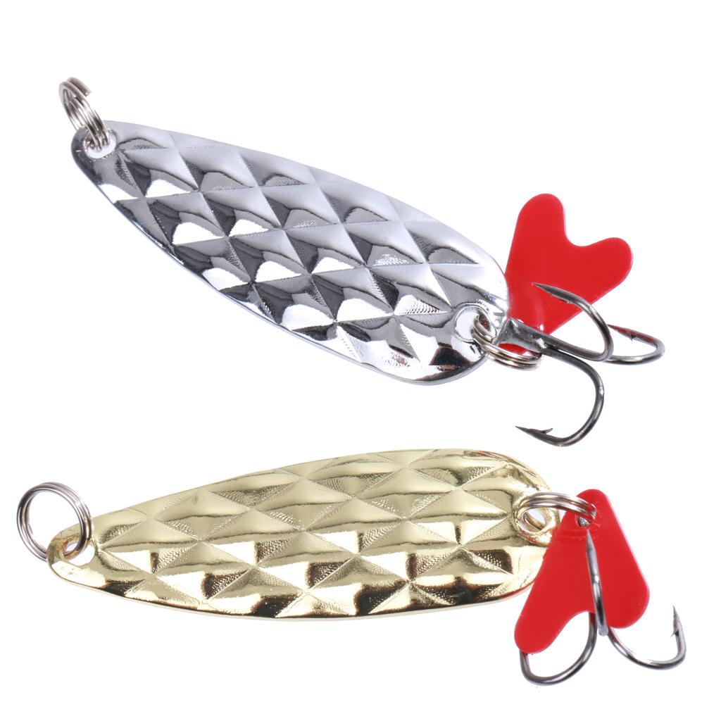 Pack of 2 Fishing Tackle Metal Spoon Lure Baits Crankbaits Hook