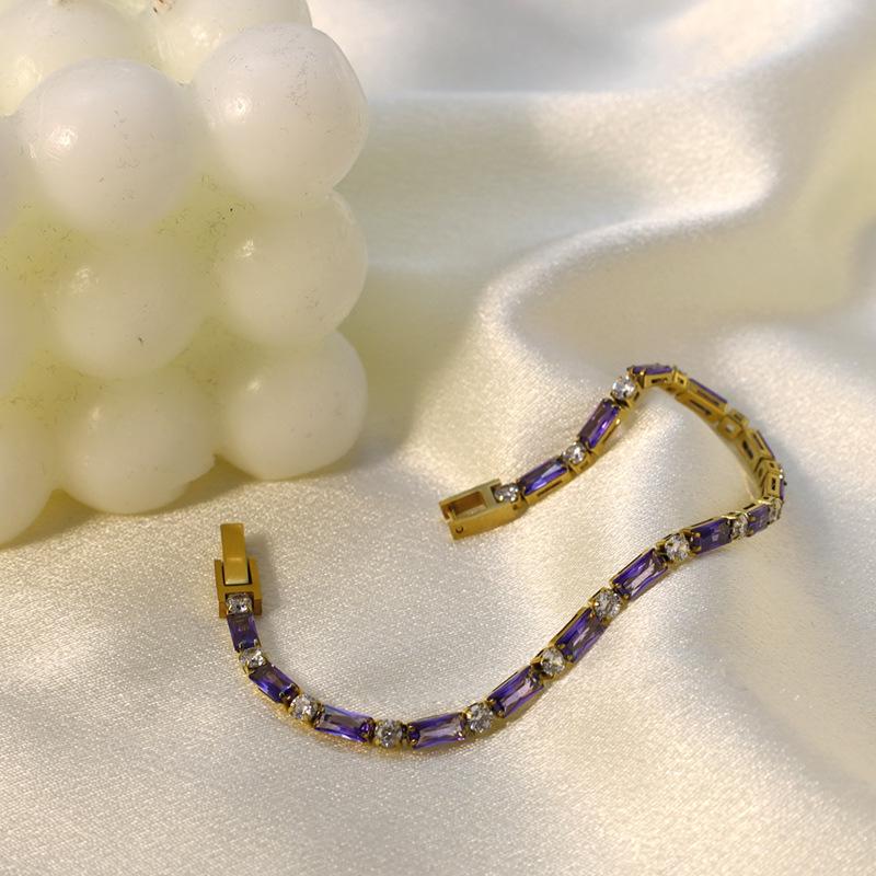 Light Luxury Girls Titanium Steel Colored Diamond Gold Bracelet Does Not Fade, Light Luxury High-End Stainless Steel Jewelry