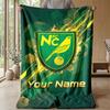 Norwich City Custom Name Text Flannel Blanket Soccer Logo Personalized Fleece Throw Blanket Special Gift For Sofa Bedroom Home