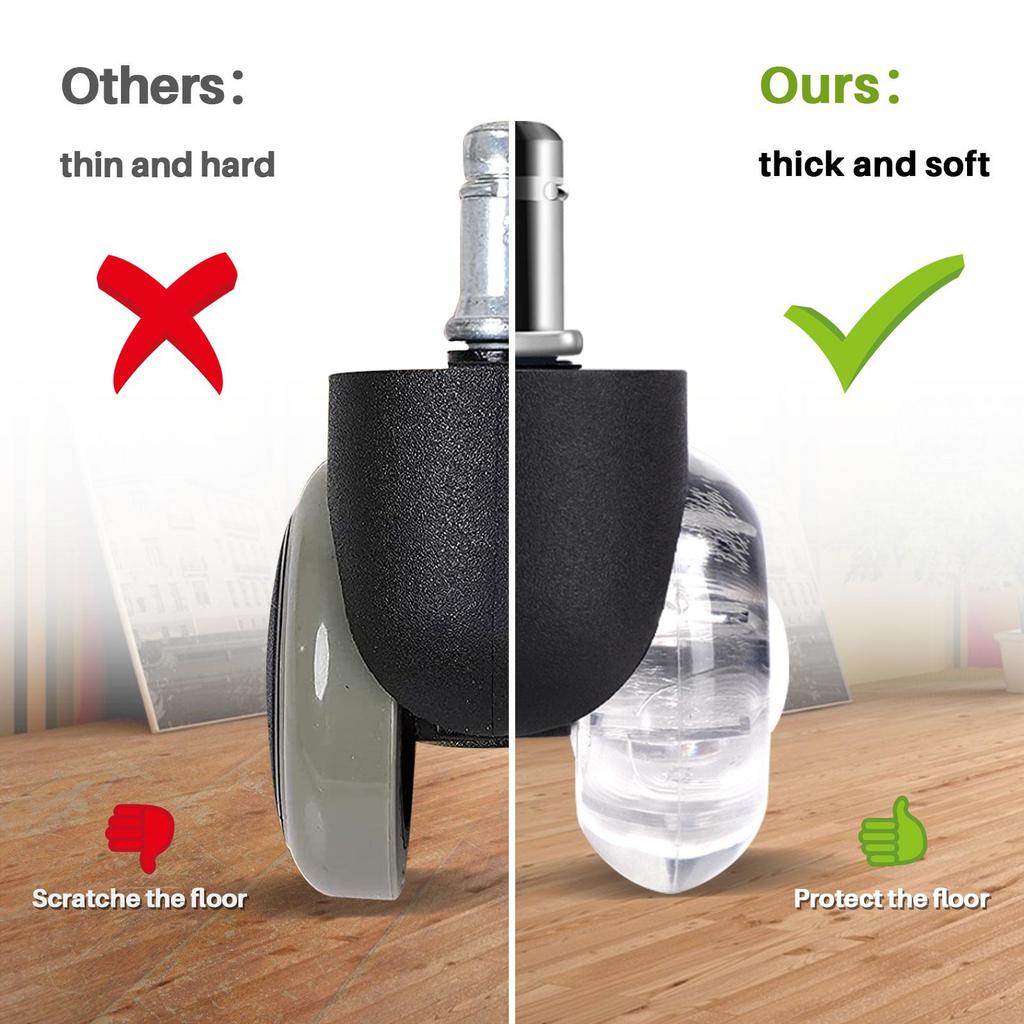 (Set of 5) Office Chair Casters Wheels, 2 Inch Heavy Duty Mute Chair Wheels Replacement- Universal Fit Wheels for Office Chair