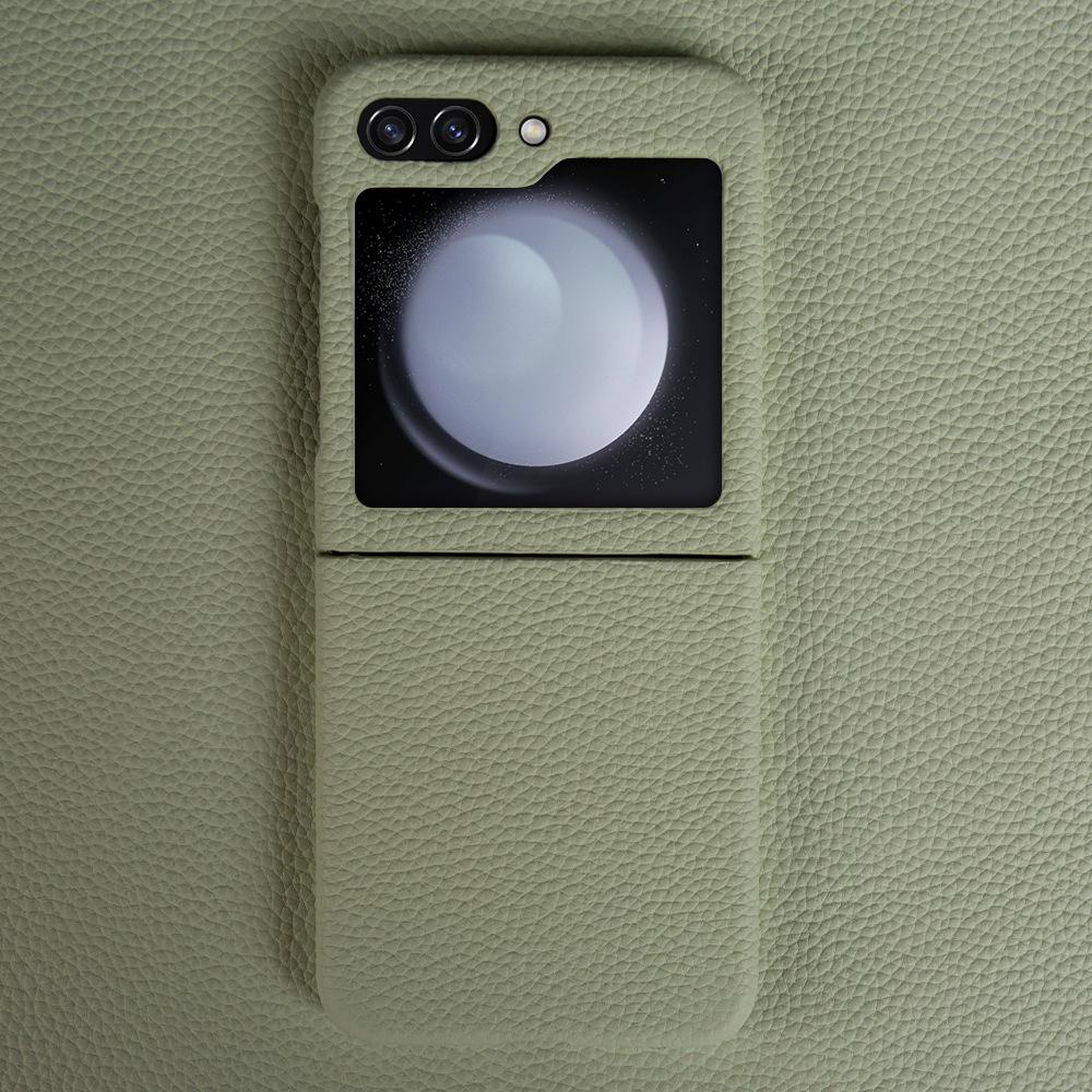 Applicable To Samsung Mobile Phone Case Flip5 Leather Leather Case High-End Protective Case Clamshell Folding Screen Zflip5 Mobile Phone Case