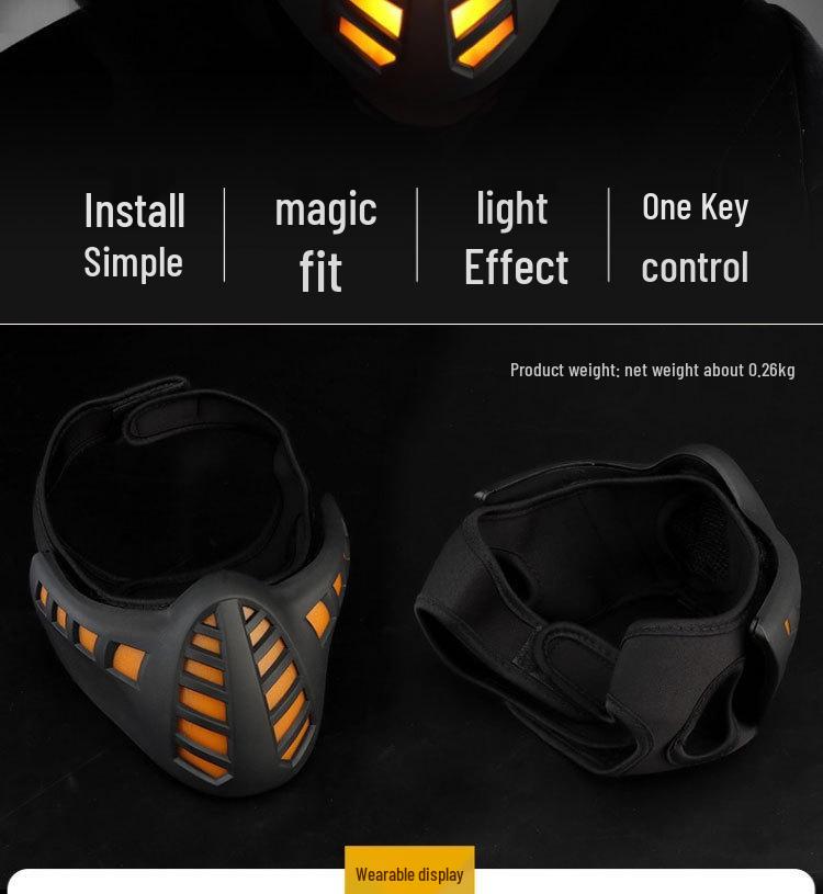 Cyberpunk LED Half Face Mask - Halloween Party Costume Accessory