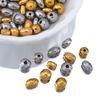 20PCS Stainless Steel Gold Plated Round Oval Dots Texture Small Spacer Beads for Needlework DIY Bracelet Jewelry Making Craft