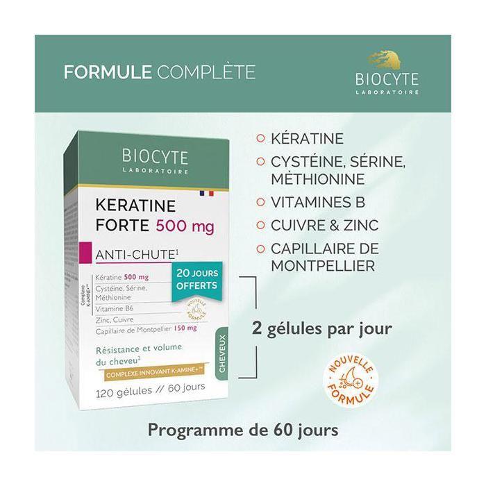 Biocyte Pack Keratin Forte 500mg Anti Hair Loss Hair Resistance 120 Capsules