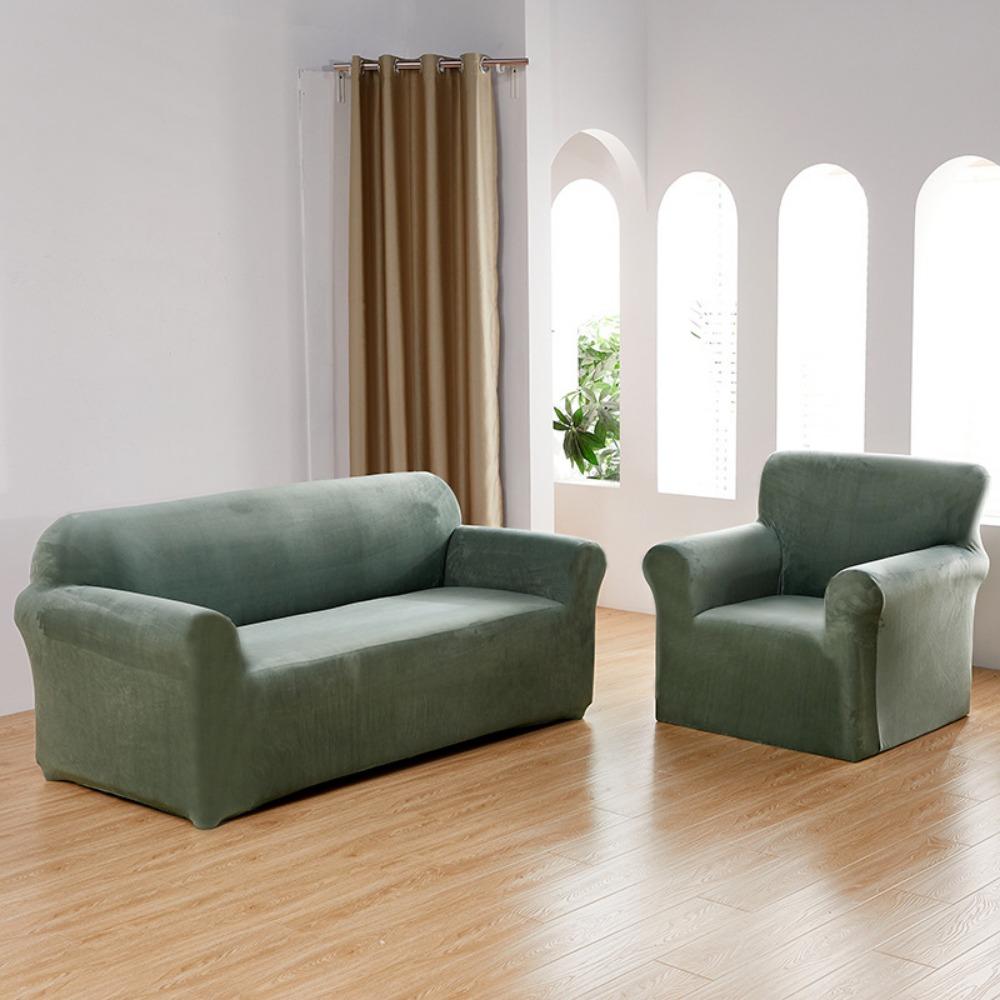 Velvet Sofa Cover Stretch Full Protection Dustproof Elastic Sofa Protector
