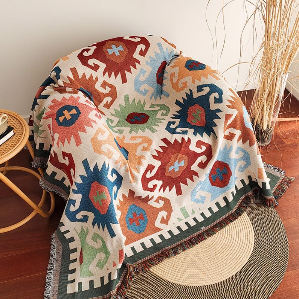 Vintage Farmhouse Sofa Throw Blanket American Style One Piece Couch Cover Chair Protector Cushion for Home