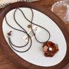 Comfortable Clavicle Chain Lightweight Flower Pendant Necklace Brown Leopard Print Fashion Neck Decoration