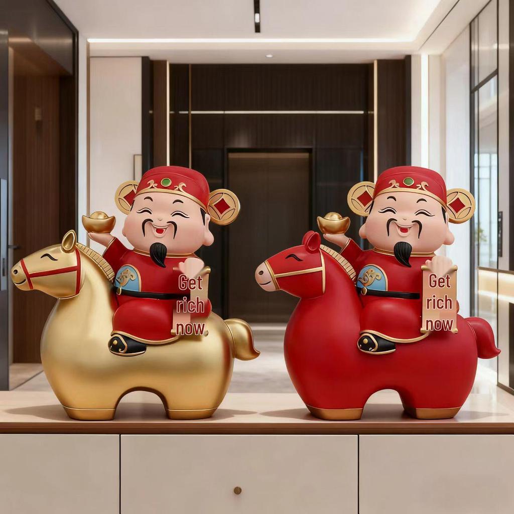 2026 Year of the Horse Wealth-Attracting Fortune God Figurine for Home and Office Decor