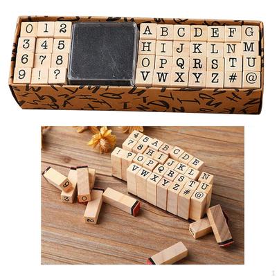 40 Pcs Alphabet Stamps Set, Wooden Rubber Letter Number for DIY Scrapbook, and