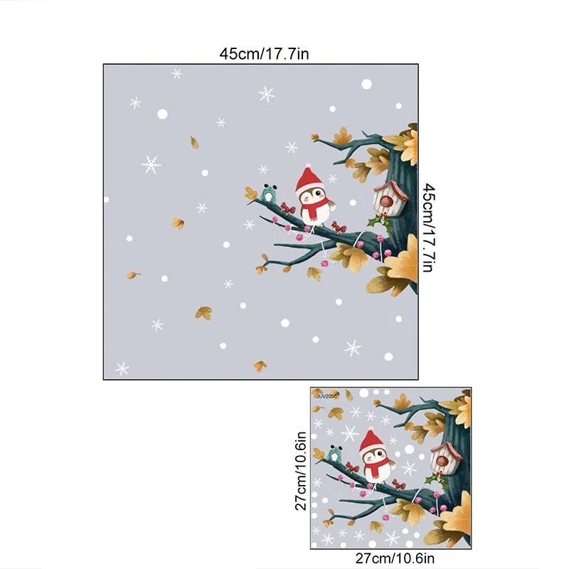 Christmas Wall Stickers Double Side Static Sticker Santa Claus Deer Xmas Tree Window Room Snowflakes Decor Sticker New Year 2022