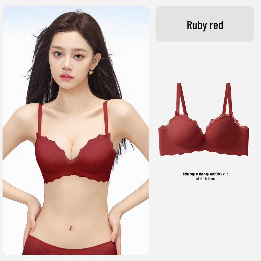 Women's Zodiac Year of the Horse 2026 Red Push-Up Wire-Free Bra with Wrap-Around Thin Straps