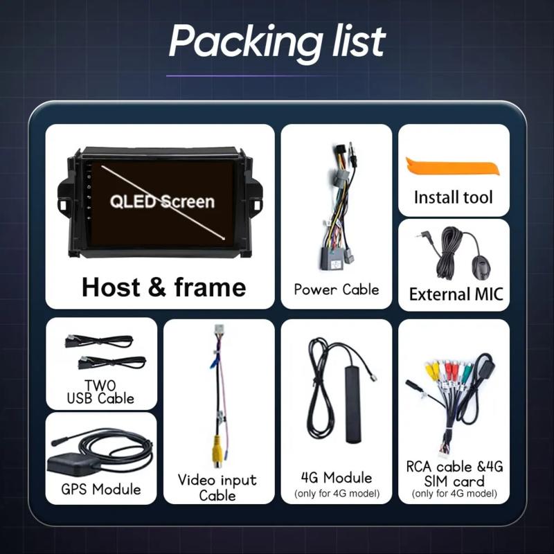 Android 14 For Toyota Fortuner 2 2015 2016 2017 2018 2019 2020 Car Radio Stereo Multimedia Navigation GPS Carplay WIFI Headunit