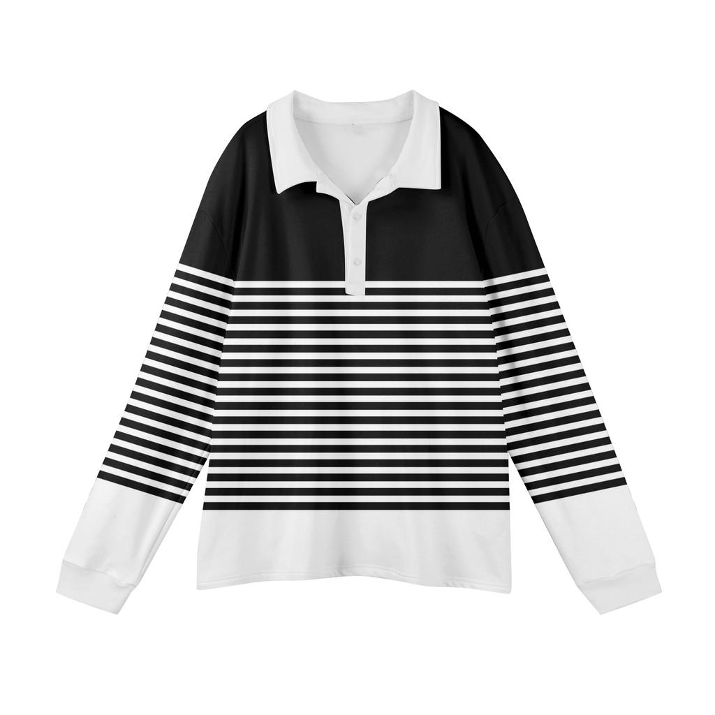 Men's Casual Striped Print Button-Up Long-Sleeve Tops