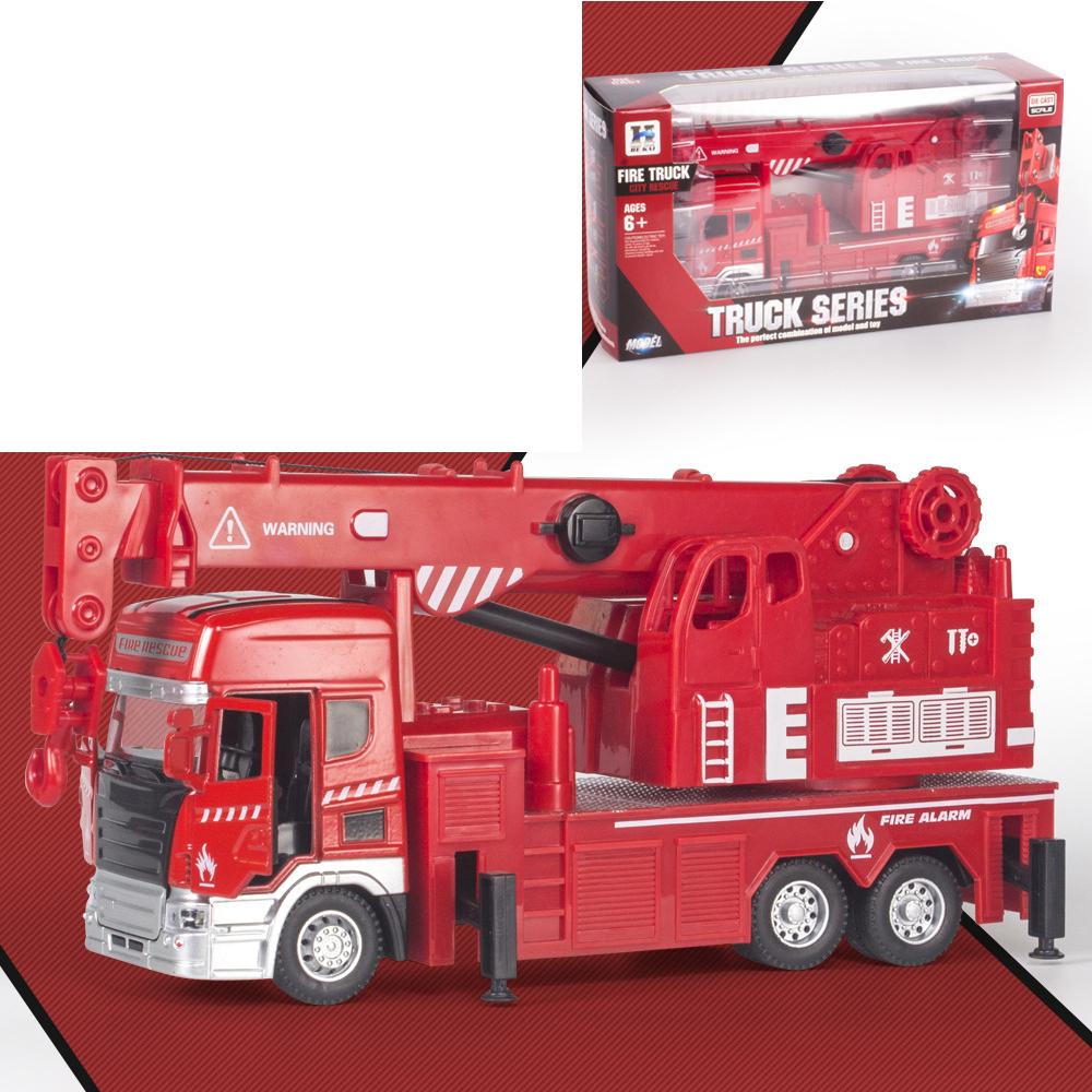 

1/50 Масштаб пожарной машины, игрушечный автомобиль, красная модель пожарной машины с литыми шинами Size:22*7*11cm,Lifting красный