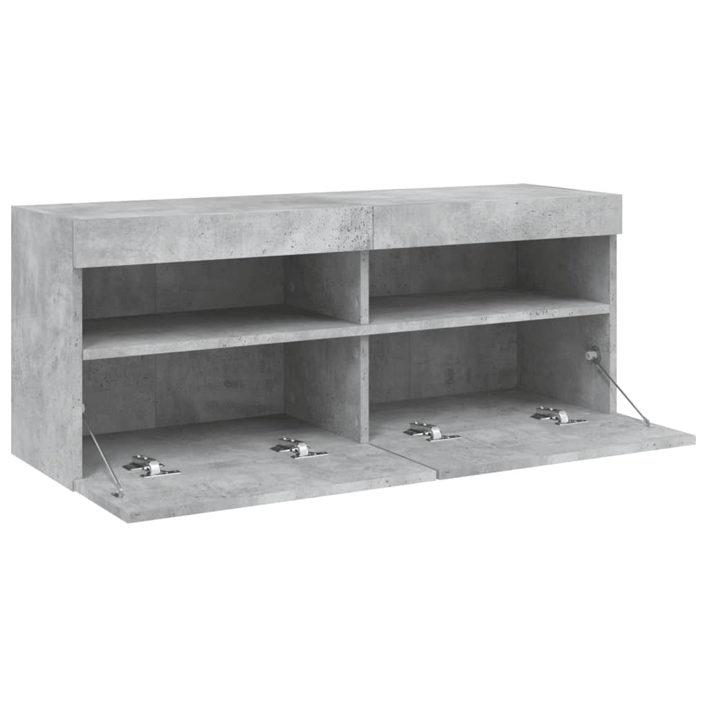 Wall Mounted TV Cabinet with RGB LED Lighting Concrete Grey 100 x 30 x 40 cm