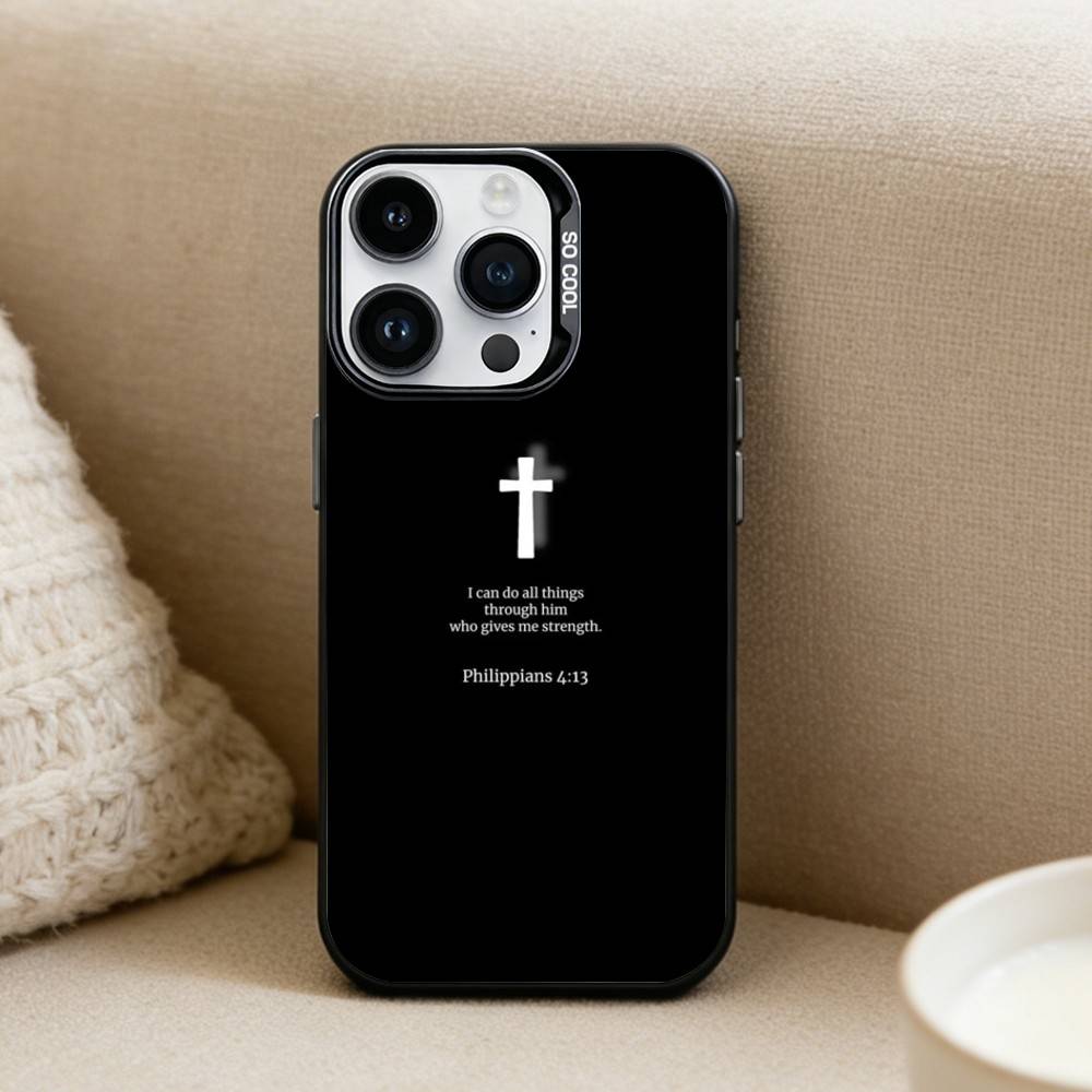 Bible Philippians Jesus Phone Case For iPhone 16,15,14,13,12,17,Pro,MAX Black Matte Shockproof Cover