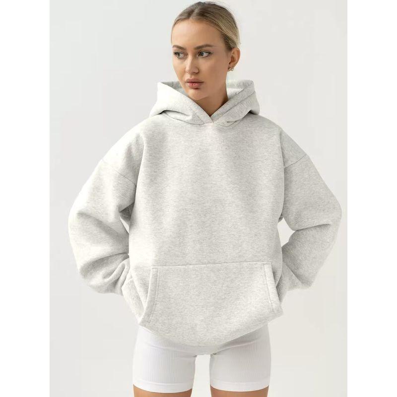 European and American New Loose Casual Hood Long sleeve Pocket Hoodie Top Loose Casual Hooded Top
