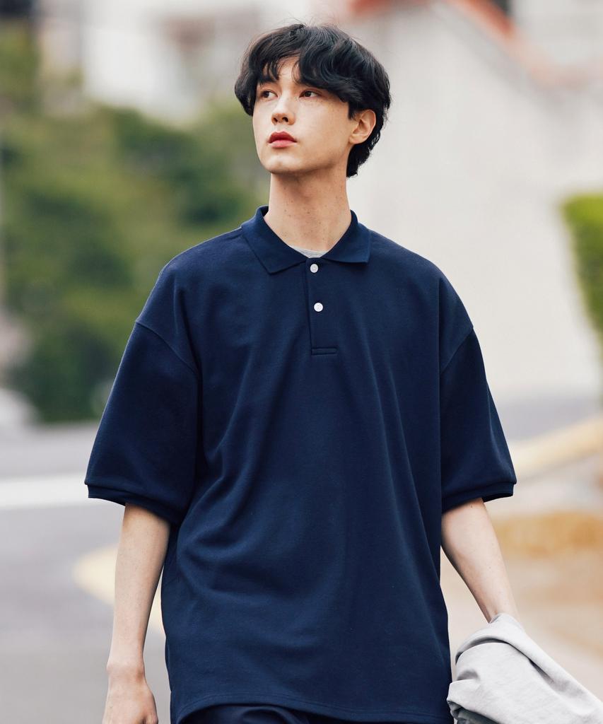 FP142 Comfort Collared Short Sleeve T-Shirt Dark Navy Sjst1309