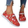 Large Size Casual Single Shoes for Women's Autumn New Santa Claus Printing Round Head Flat Bottom Comfortable Single Shoes for Women