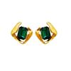 Retro Hollow High-End Green Crystal Stud Earrings, Unique Design Imitation Silver Needle Earrings, Light Luxury High-End Earrings
