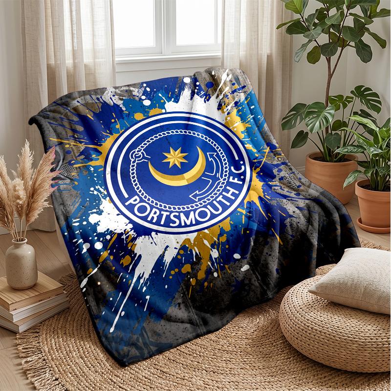 Coperta Morbida in Pile Flanella Portsmouth FC Leggera Accogliente Calda Coperta da Lancio per Divano Letto Decorazione Casa