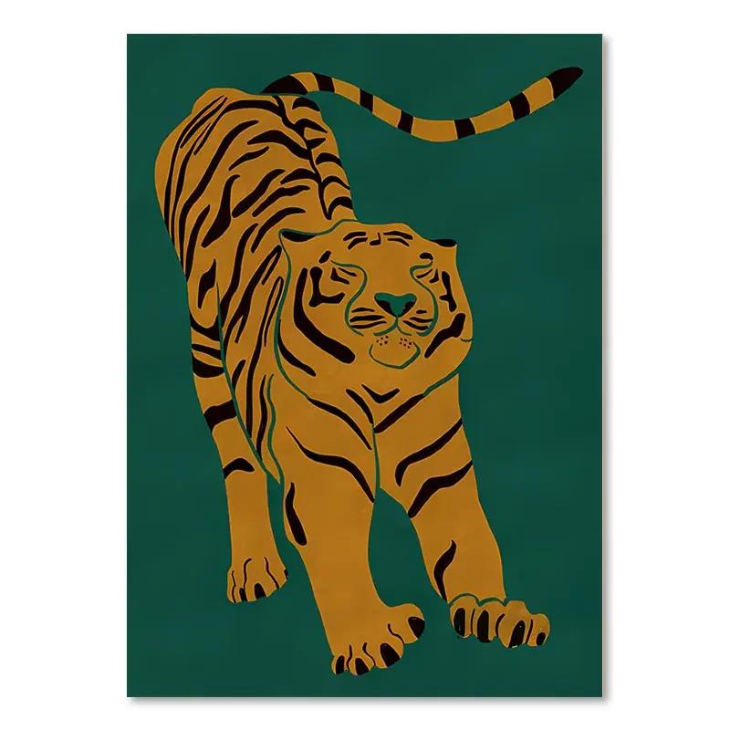 Buntes Abstraktes Poster Tiger Leopard Schlange Tropischer Dschungel Leinwandbild und Drucke Wandkunst Bilder Wohnzimmer Dekoration